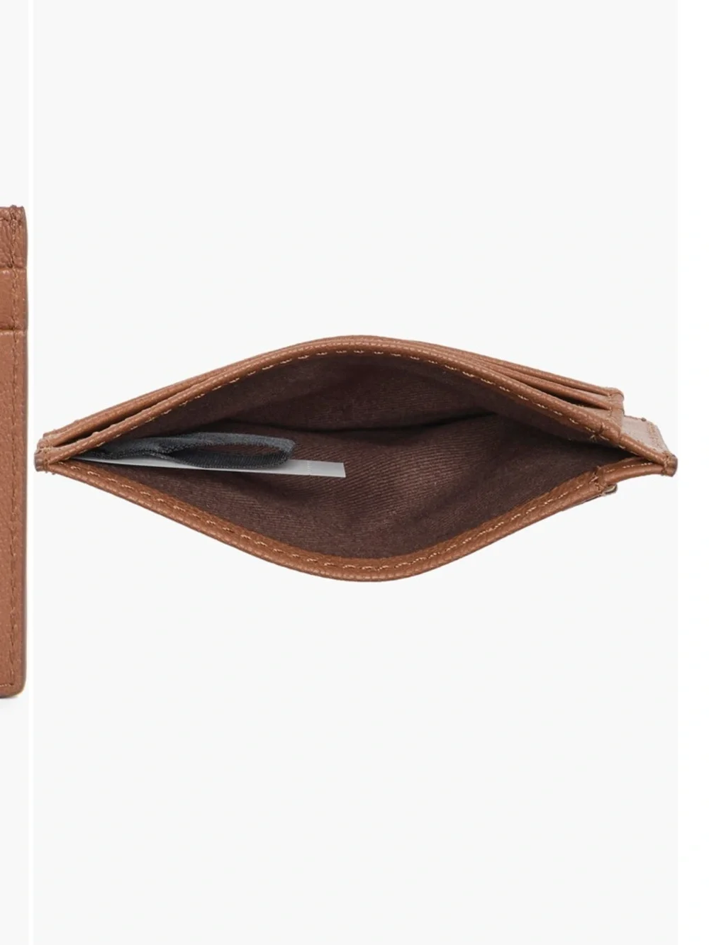 Cole Haan Men's Veronique Tan Leather Card Case with Navy Accent